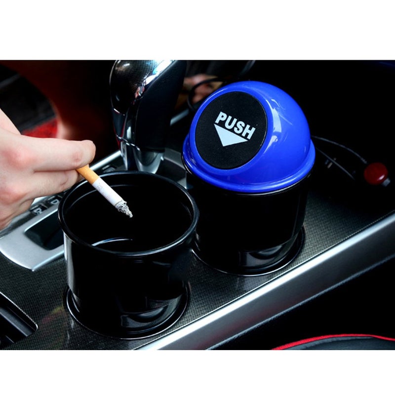 YIOVVOM Car Garbage Can with Lid, Leakproof Vehicle Automotive Cup Holder Car Trash Can, Small Trash Bin for Automotive Office Home Kitchen, Bedroom Set of 2 (Double Blue, 1) - Image 3